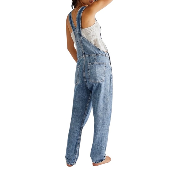 Free People Ziggy Washed Blue Denim Size Medium Overalls - Picture 4 of 12
